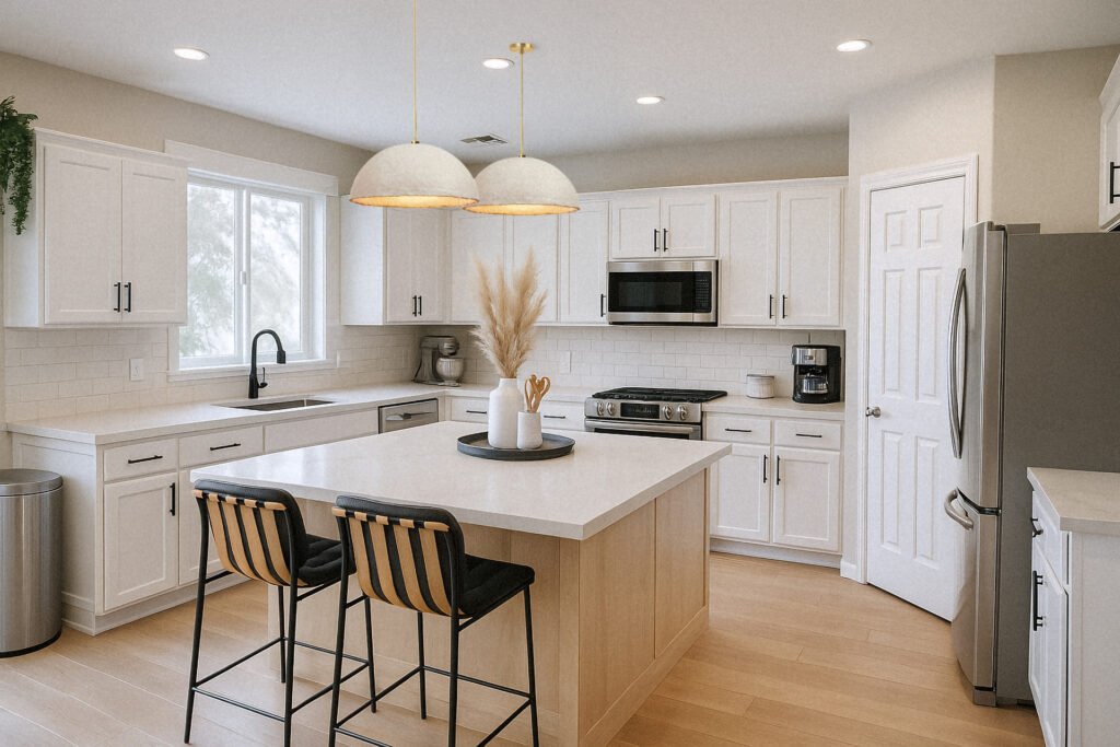 kitchen backsplash and wood floor for Arizona remodel services