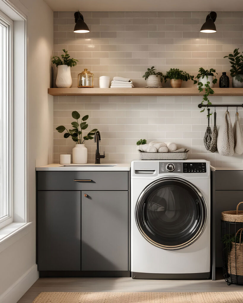laundry room accent wall